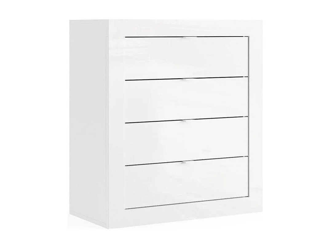 Badezimmerkommode ISORA – 4 Schubladen – Hochglanz Weiß – Modernes Design – 70 cm