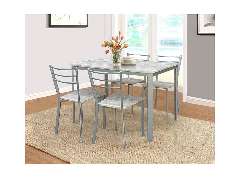 Esstisch und Esszimmer + 4 Stühle ATHEN griau und Sonoma.