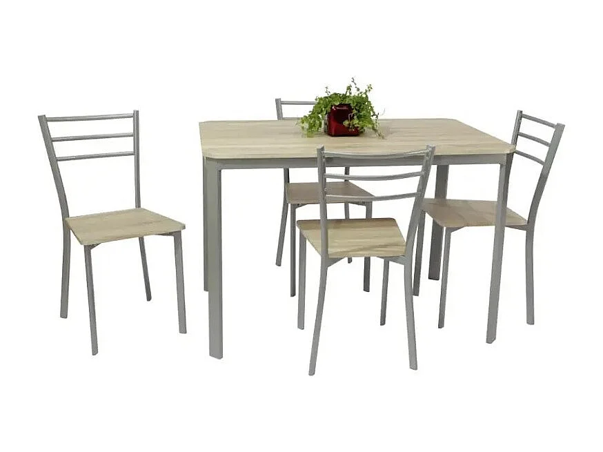 Esstisch und Esszimmer + 4 Stühle ATHEN griau und Sonoma.