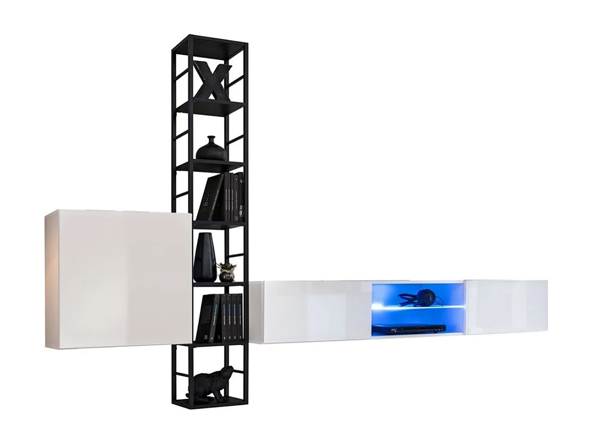 Industriestil Wohnzimmermöbelset SWITCH M6 – Farbe Grau – Integrierte LED-Beleuchtung