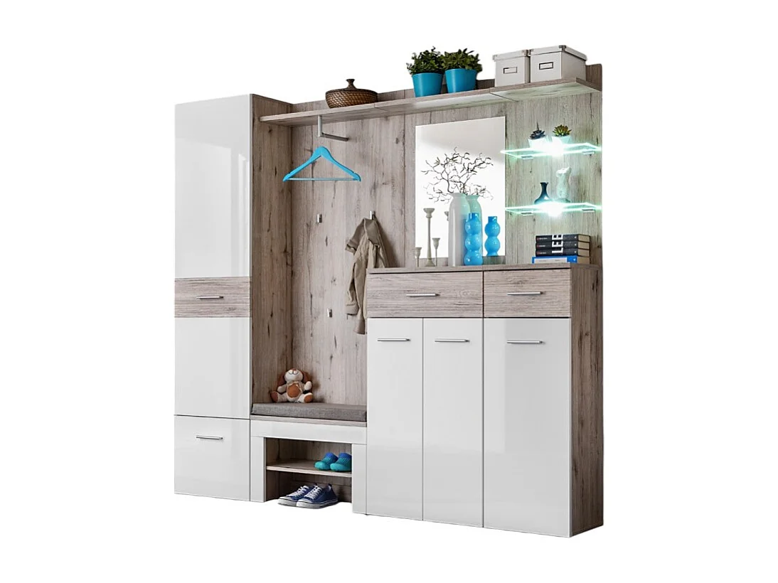 Garderobenmöbel - ONYX 4 - Farbe Eiche und Weiß