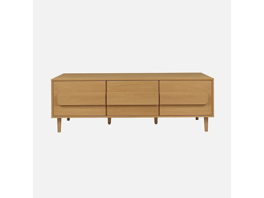 Meuble TV vintage décor bois de chêne 3 portes 150cm - Juliana