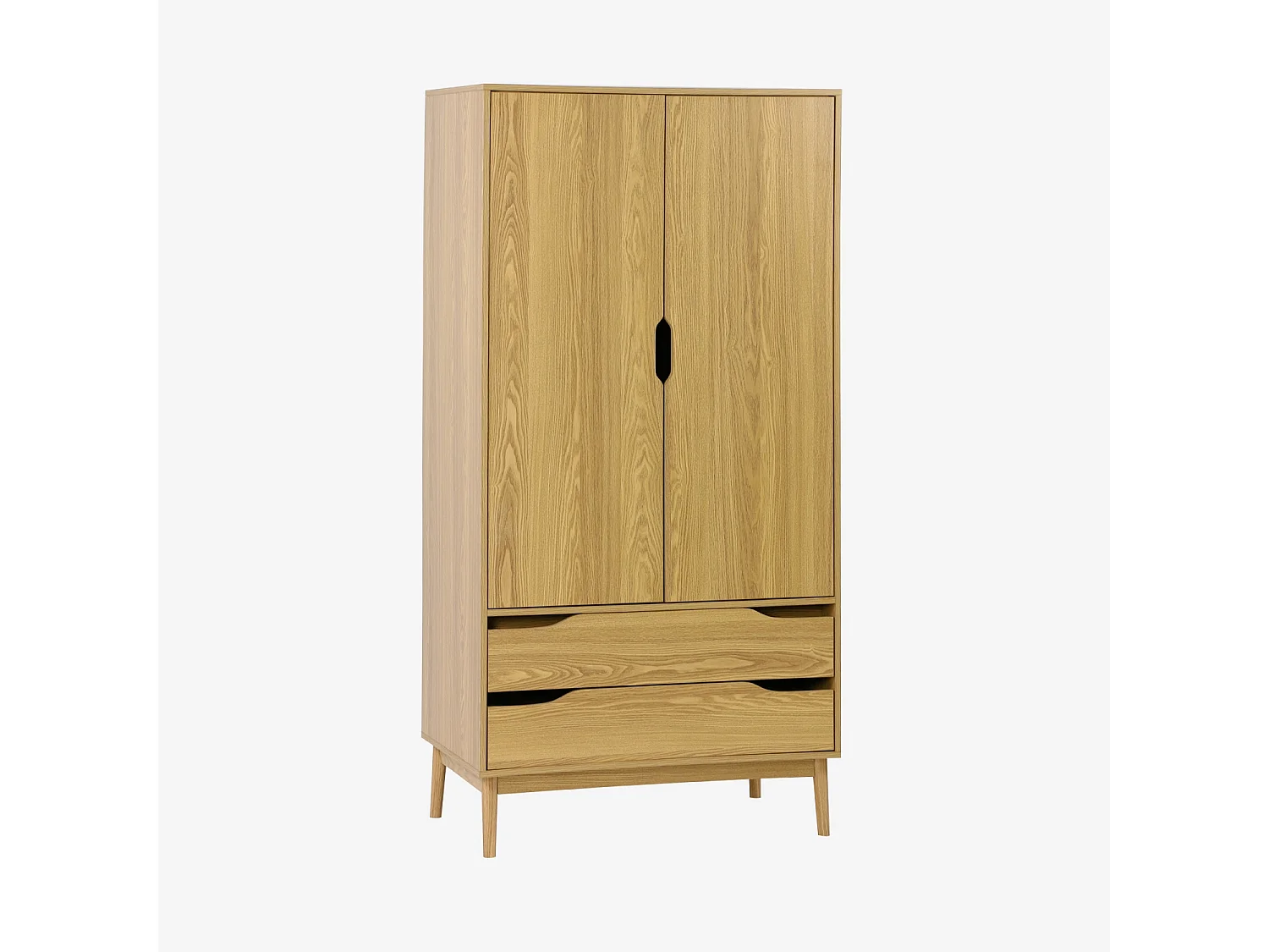 Armoire dressing vintage effet frêne 2 portes. 2 tiroirs. 1 tringle