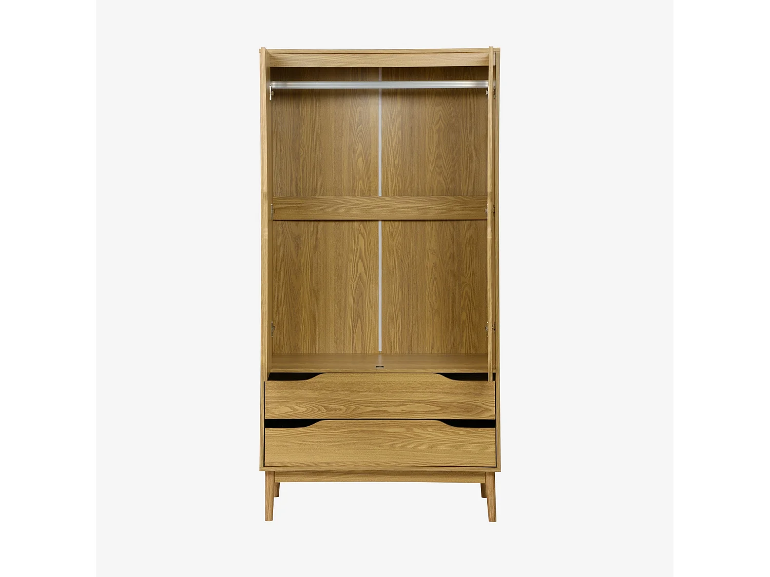 Armoire dressing vintage effet frêne 2 portes. 2 tiroirs. 1 tringle