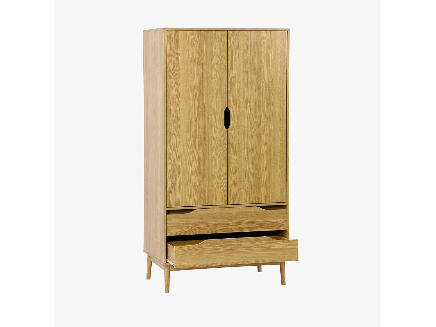 Armoire dressing vintage effet frêne 2 portes. 2 tiroirs. 1 tringle