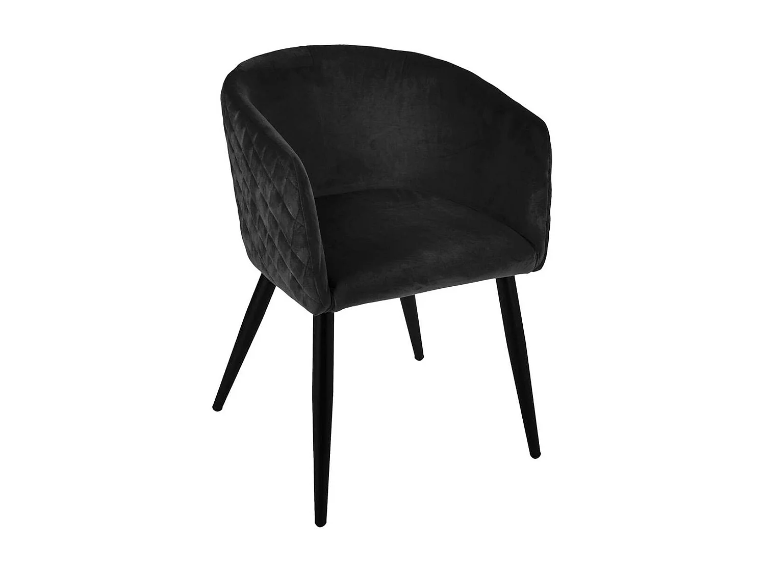 Lot de 2 fauteuils en velours avec pieds en métal, coloris noir - Longueur 55 x Profondeur 55 x Hauteur 76 cm