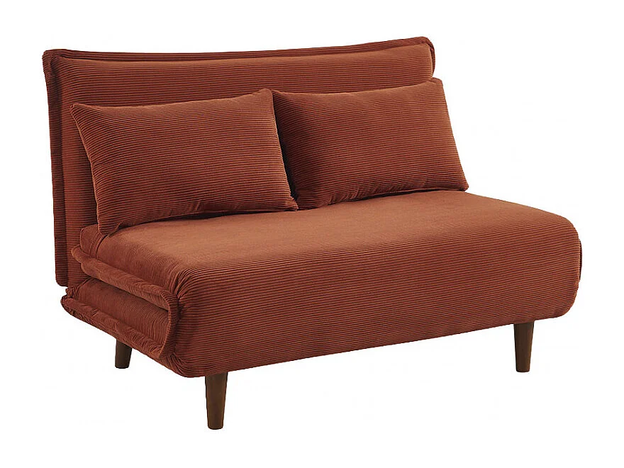 Nella - Canapé convertible 2 places en velours côtelé - Rouille