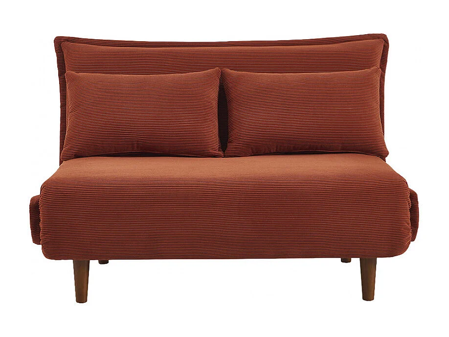 Nella - Canapé convertible 2 places en velours côtelé - Rouille