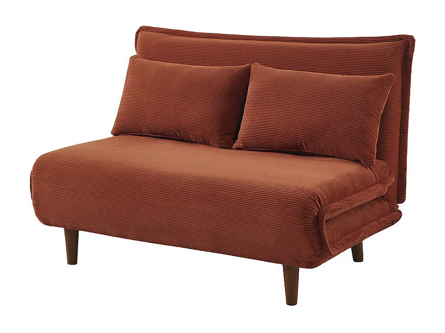 Nella - Canapé convertible 2 places en velours côtelé - Rouille