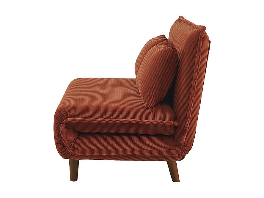 Nella - Canapé convertible 2 places en velours côtelé - Rouille