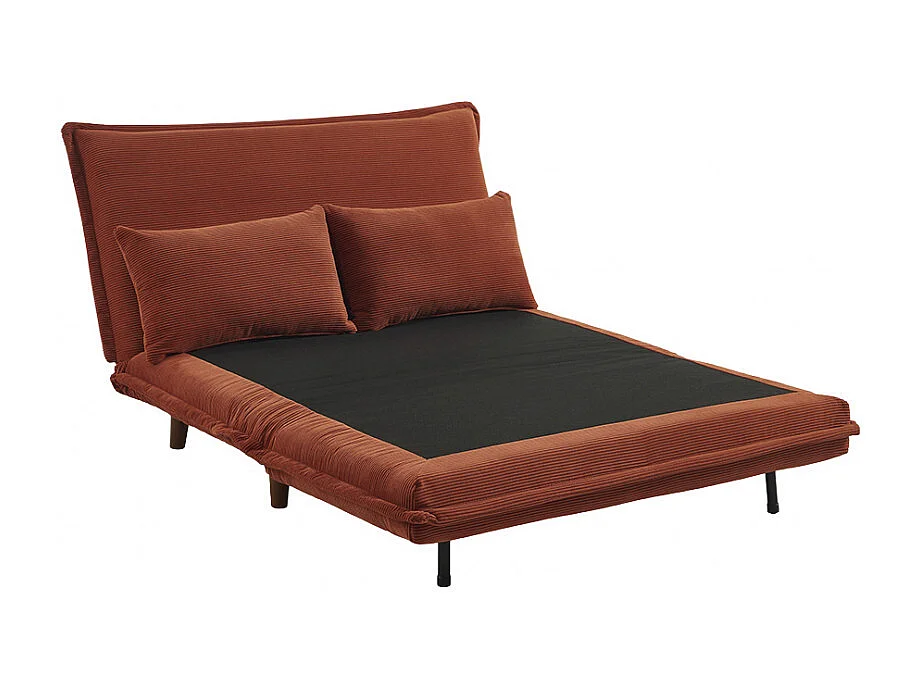 Nella - Canapé convertible 2 places en velours côtelé - Rouille