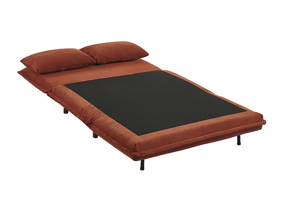 Nella - Canapé convertible 2 places en velours côtelé - Rouille