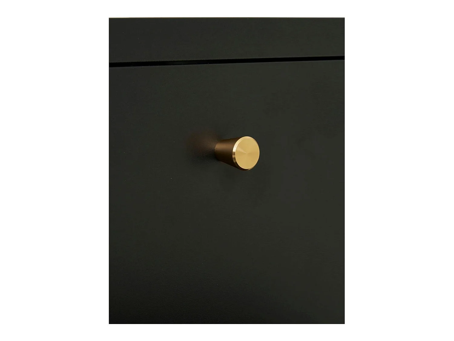 Chevet 2 tiroirs métal noir poignées dorées ODENSE