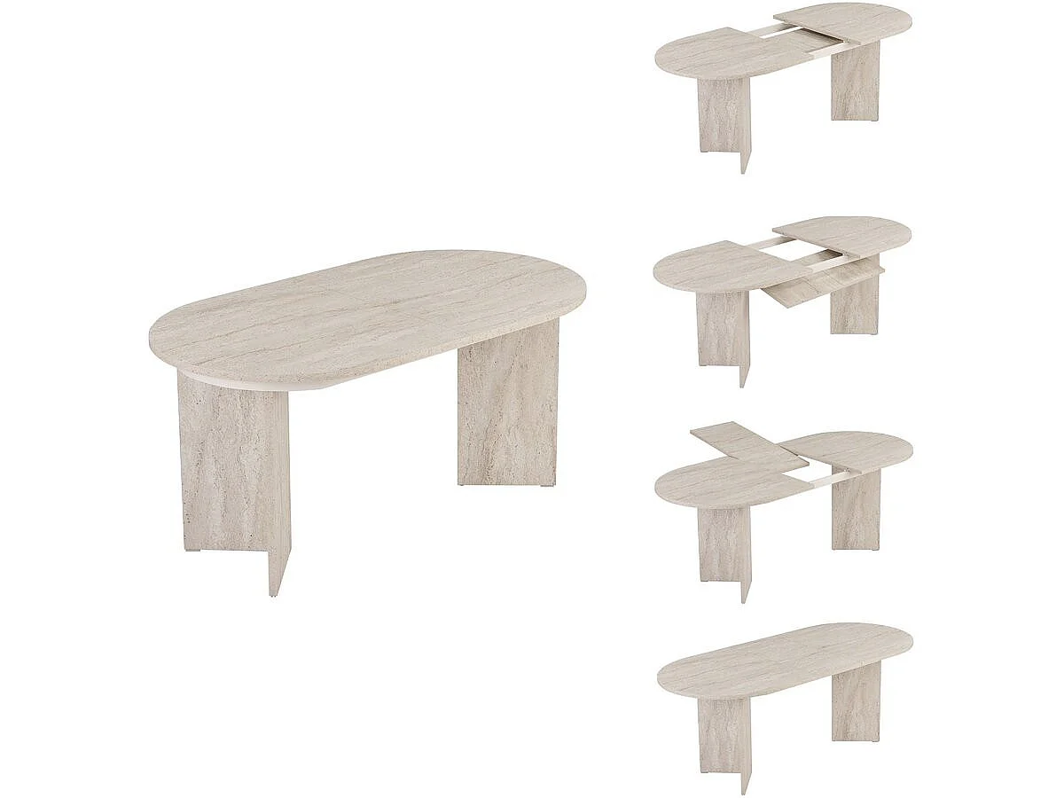"Sorell" Uitschuifbare Houten Eettafel 160/200 cm - Travertin - 8 Plaatsen - Modern Design