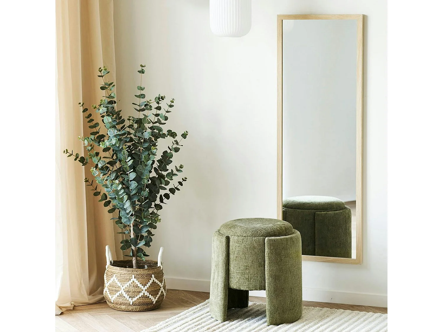 Miroir rectangulaire cadre effet bois clair 110 cm CODY
