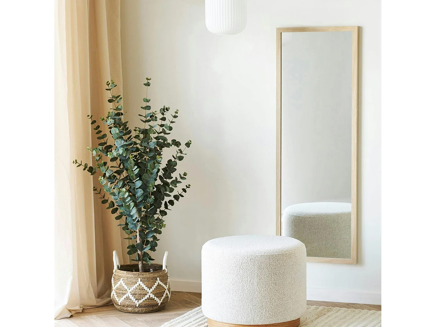 Miroir rectangulaire cadre effet bois clair 110 cm CODY