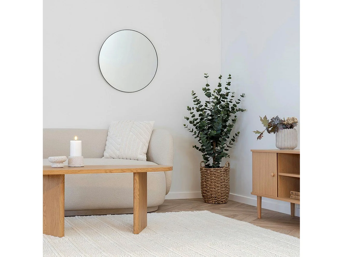 Miroir rond à cadre noir ø60 cm CODY