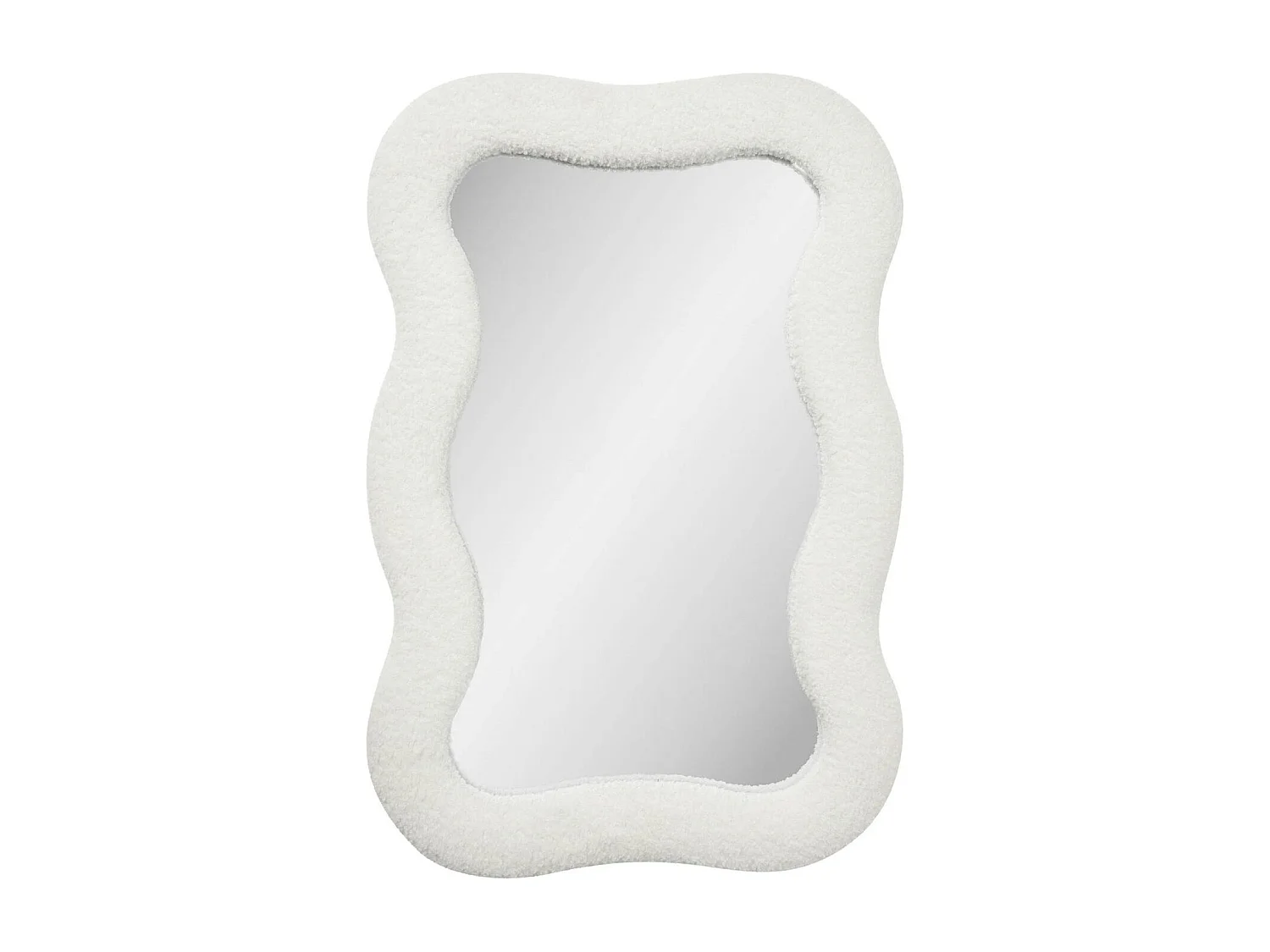 Miroir design organique avec cadre bouclette blanche 80 cm BRIG