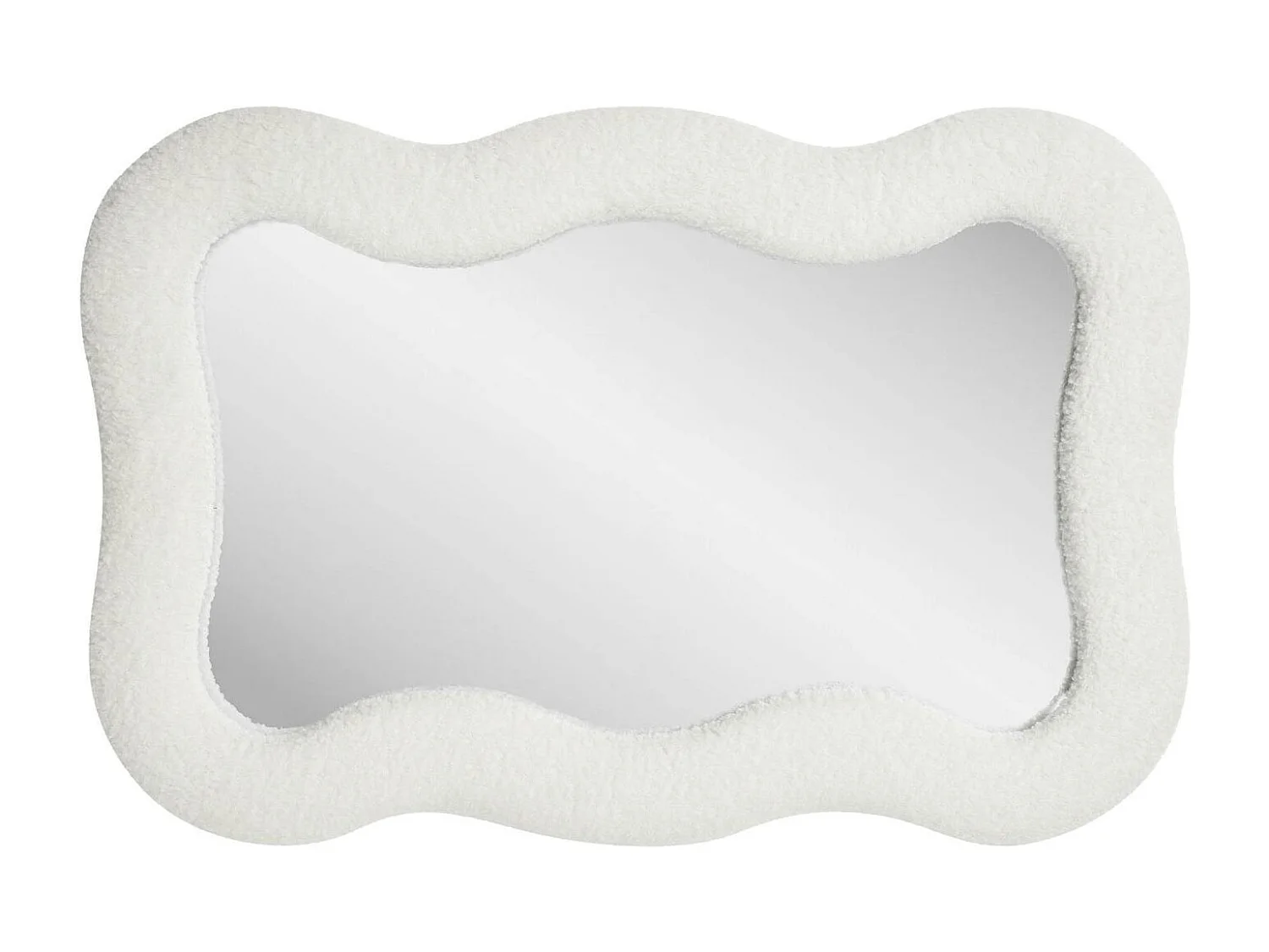 Miroir design organique avec cadre bouclette blanche 80 cm BRIG