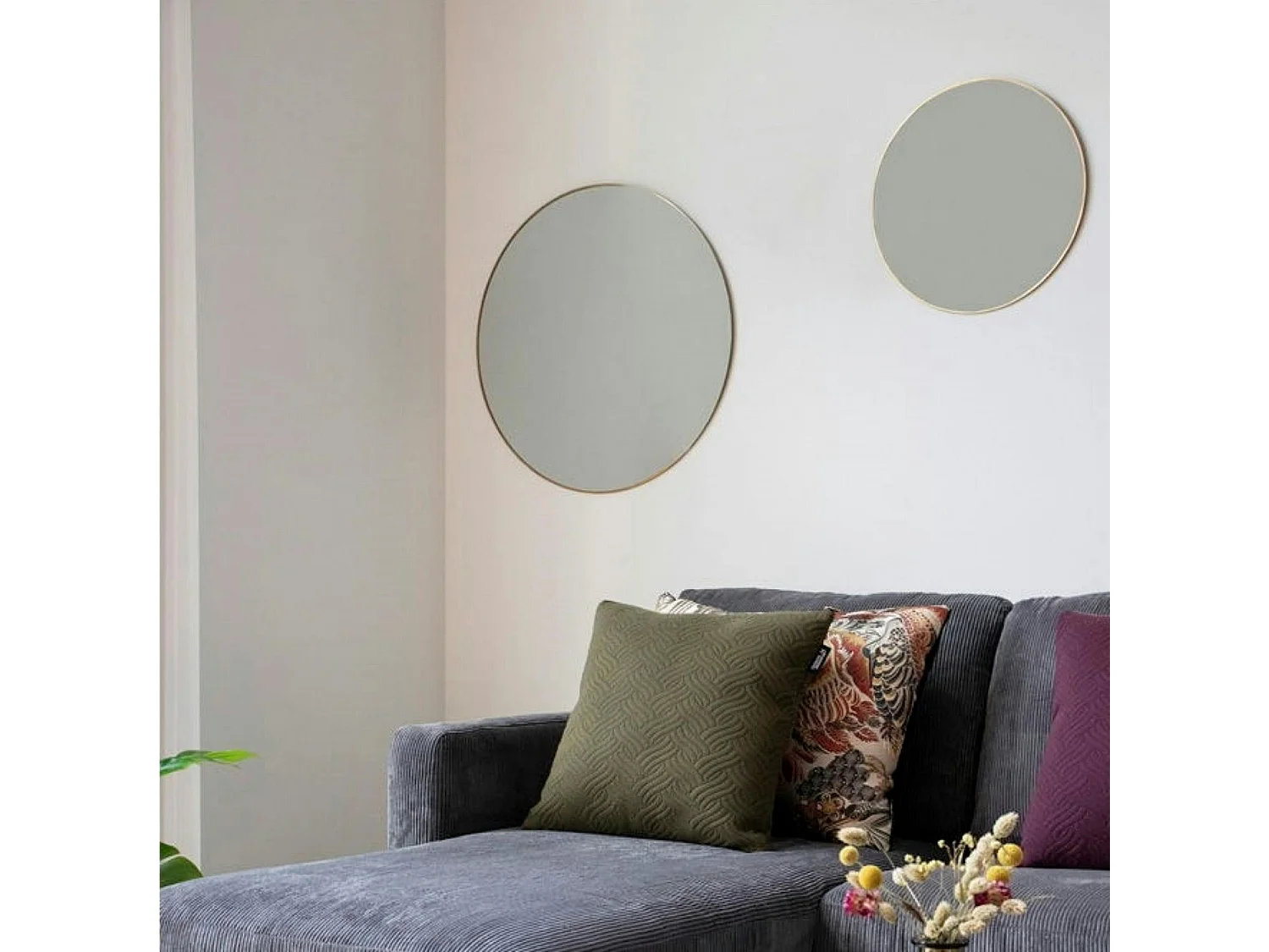 Miroir rond avec cadre effet laiton ø40 cm CODY