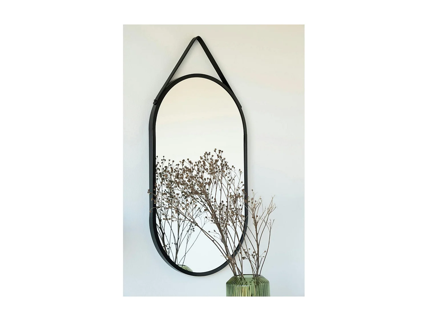 Miroir ovale noir avec accroche assortie 60 cm SEOUL