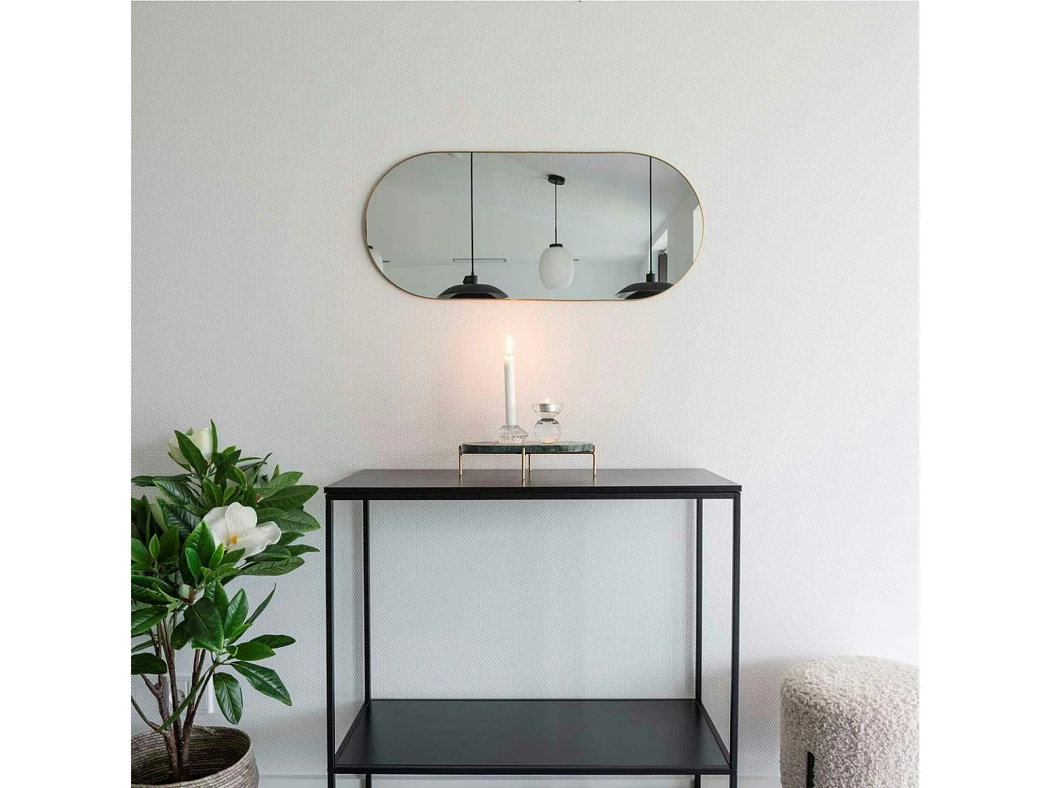 Miroir ovale avec cadre effet laiton 80 cm CODY