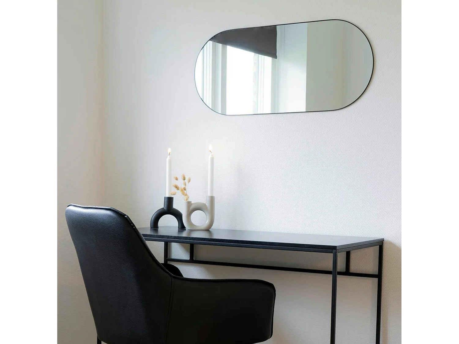 Miroir ovale à cadre noir 80 cm CODY