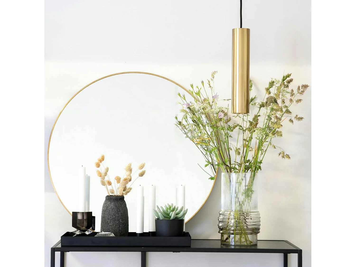 Miroir rond avec cadre effet laiton ø60 cm CODY