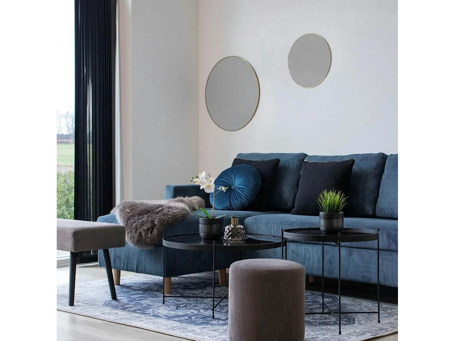 Miroir rond avec cadre effet laiton ø60 cm CODY