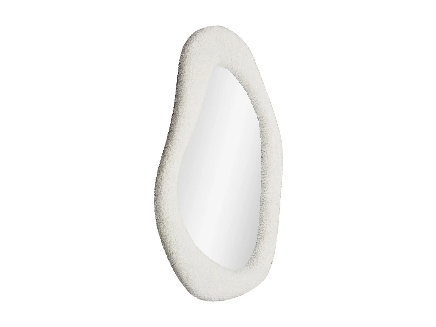 Miroir design organique avec cadre bouclette blanche 61cm BRIG