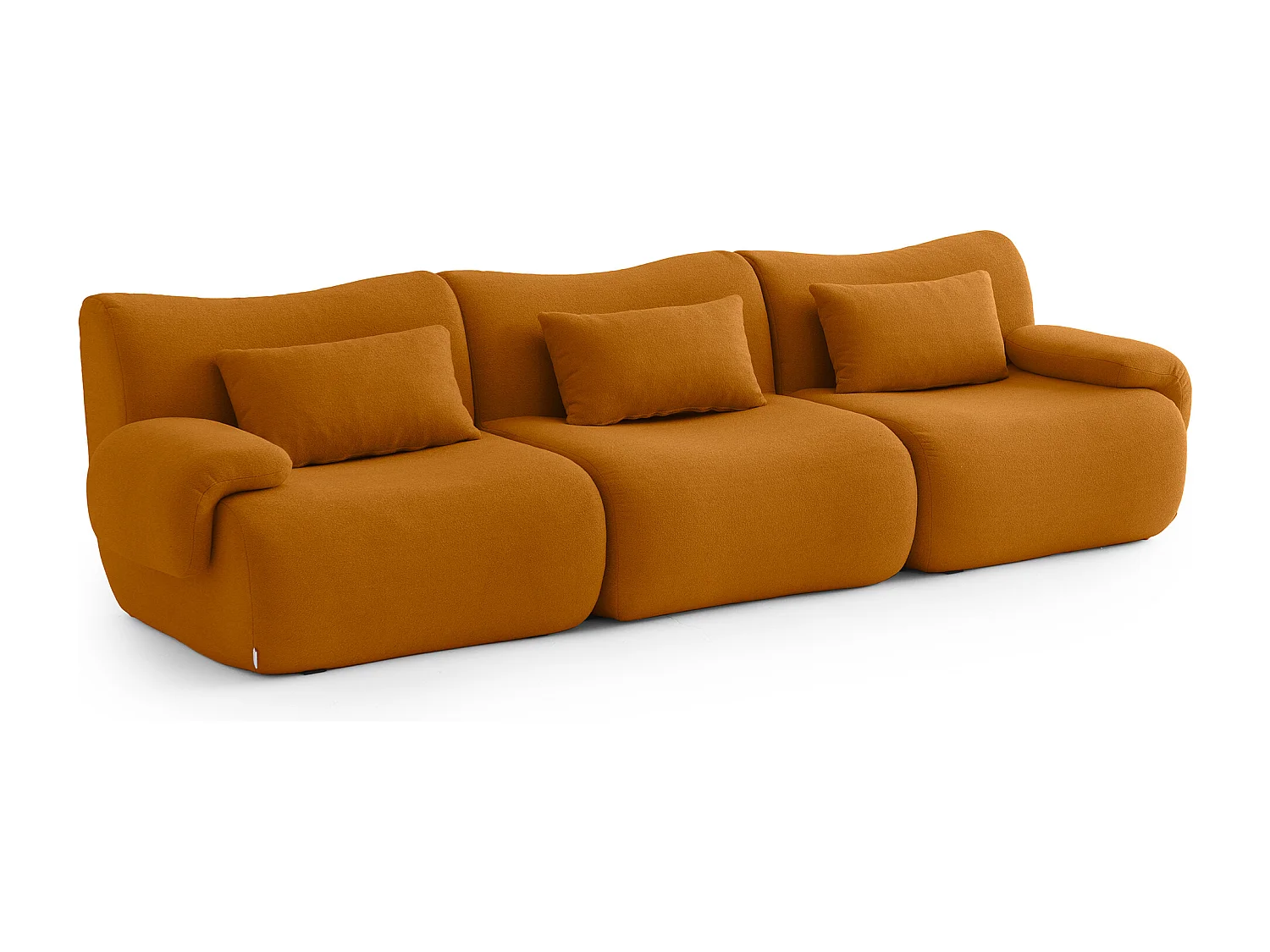 Canapé droit modulaire MILYSOFA SOFATIME 3 places Tissu fine bouclette Brun cannelle