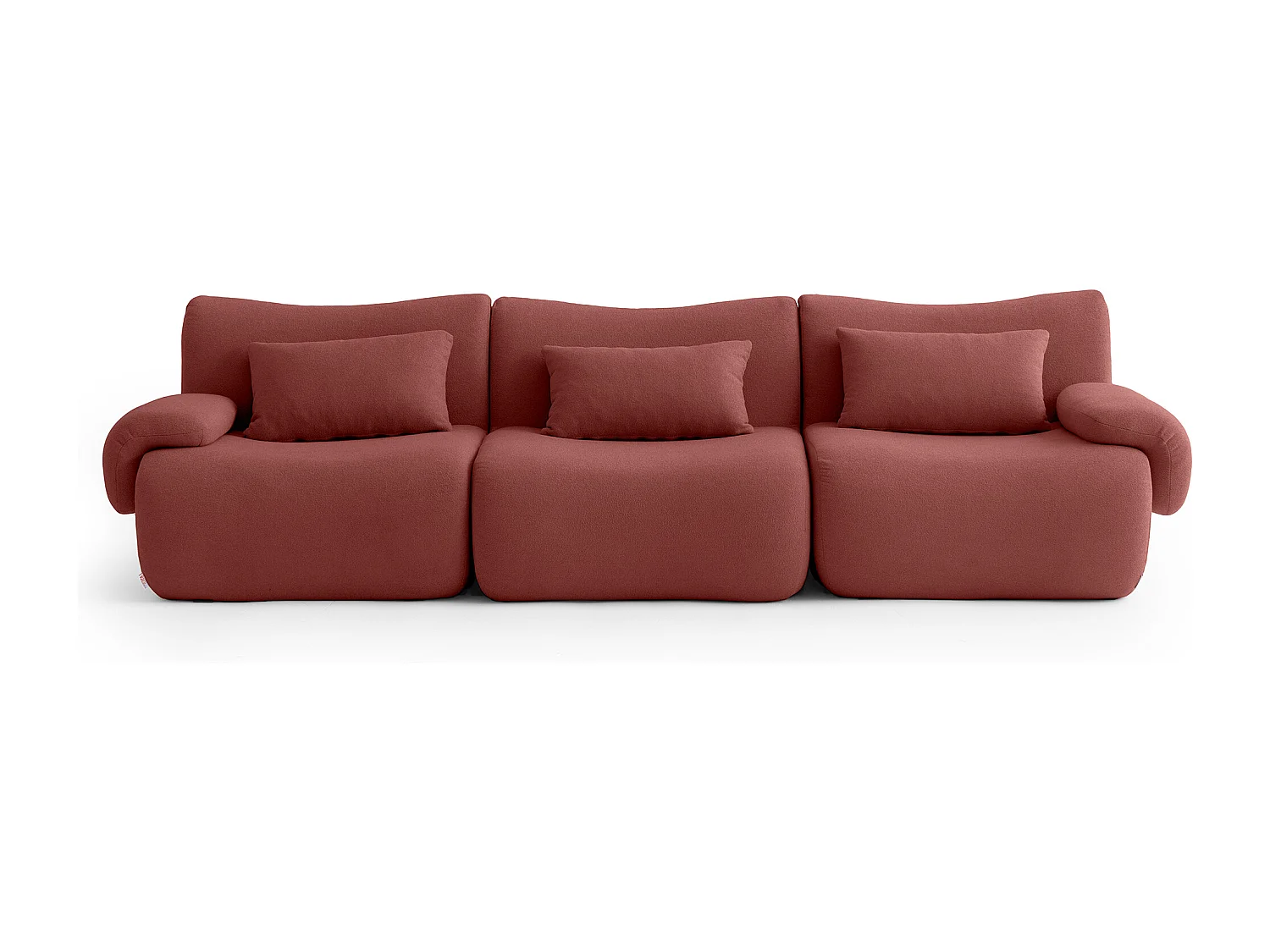 Canapé droit modulaire MILYSOFA SOFATIME 3 places Tissu fine bouclette Rouge terracotta
