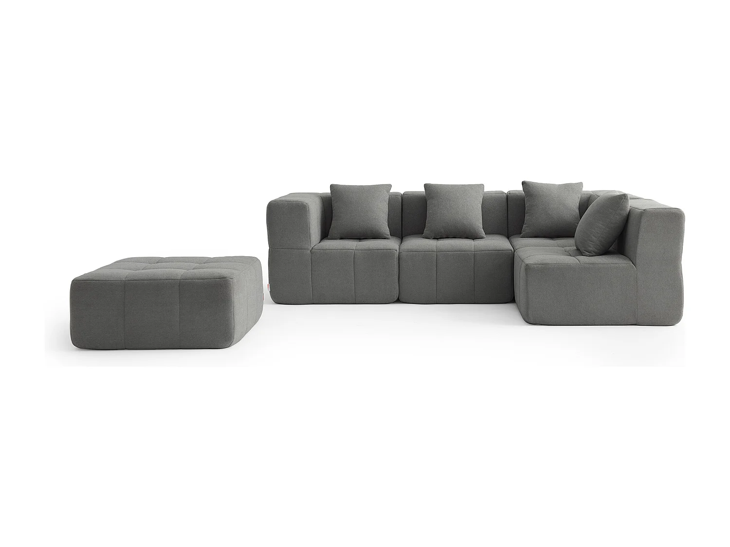 Canapé d'angle modulaire MILYSOFA SOFABULOUS 4 places avec méridienne Tissu fine bouclette Gris nuage