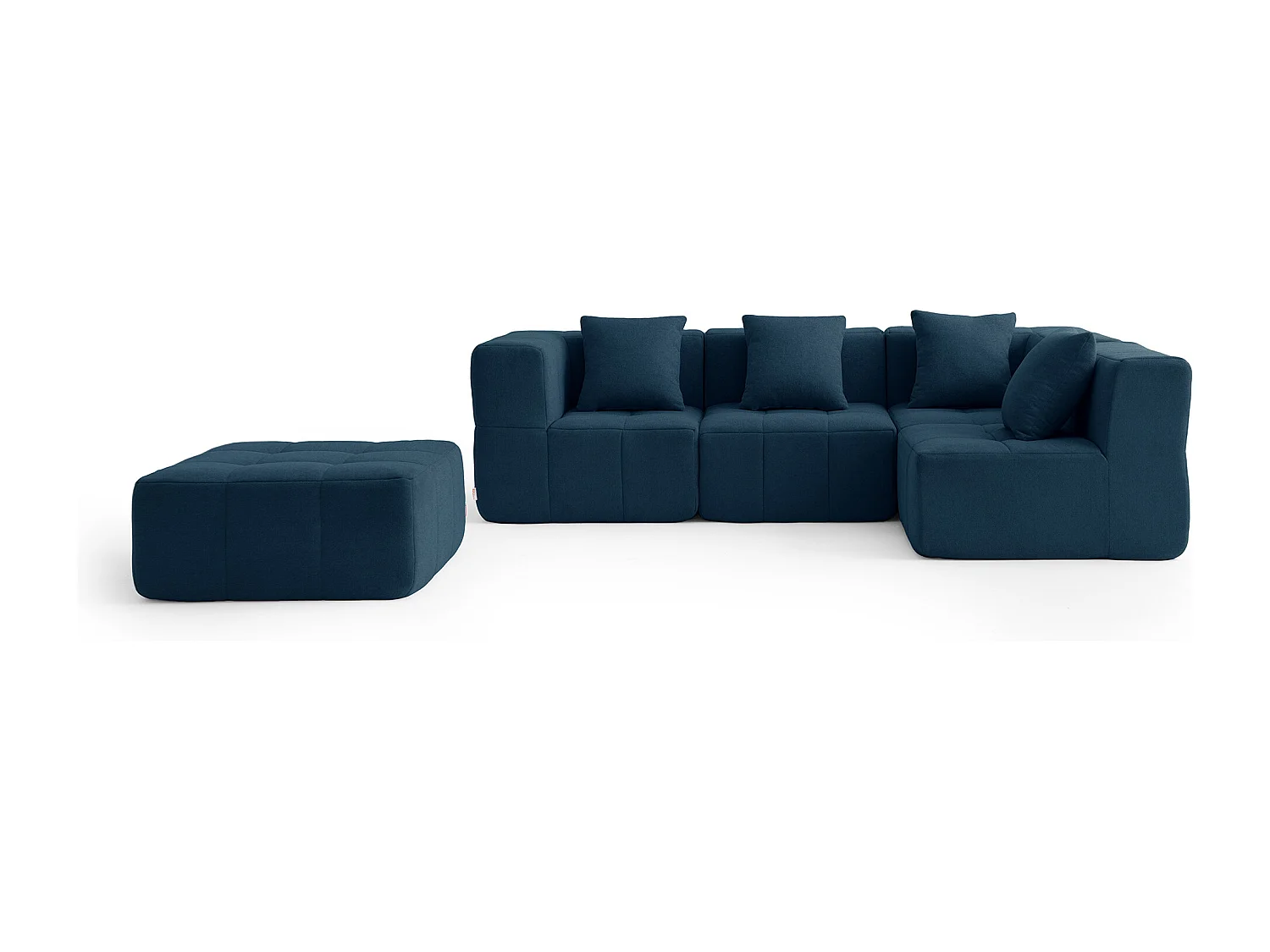 Canapé d'angle modulaire MILYSOFA SOFABULOUS 4 places avec méridienne Tissu fine bouclette Bleu profond