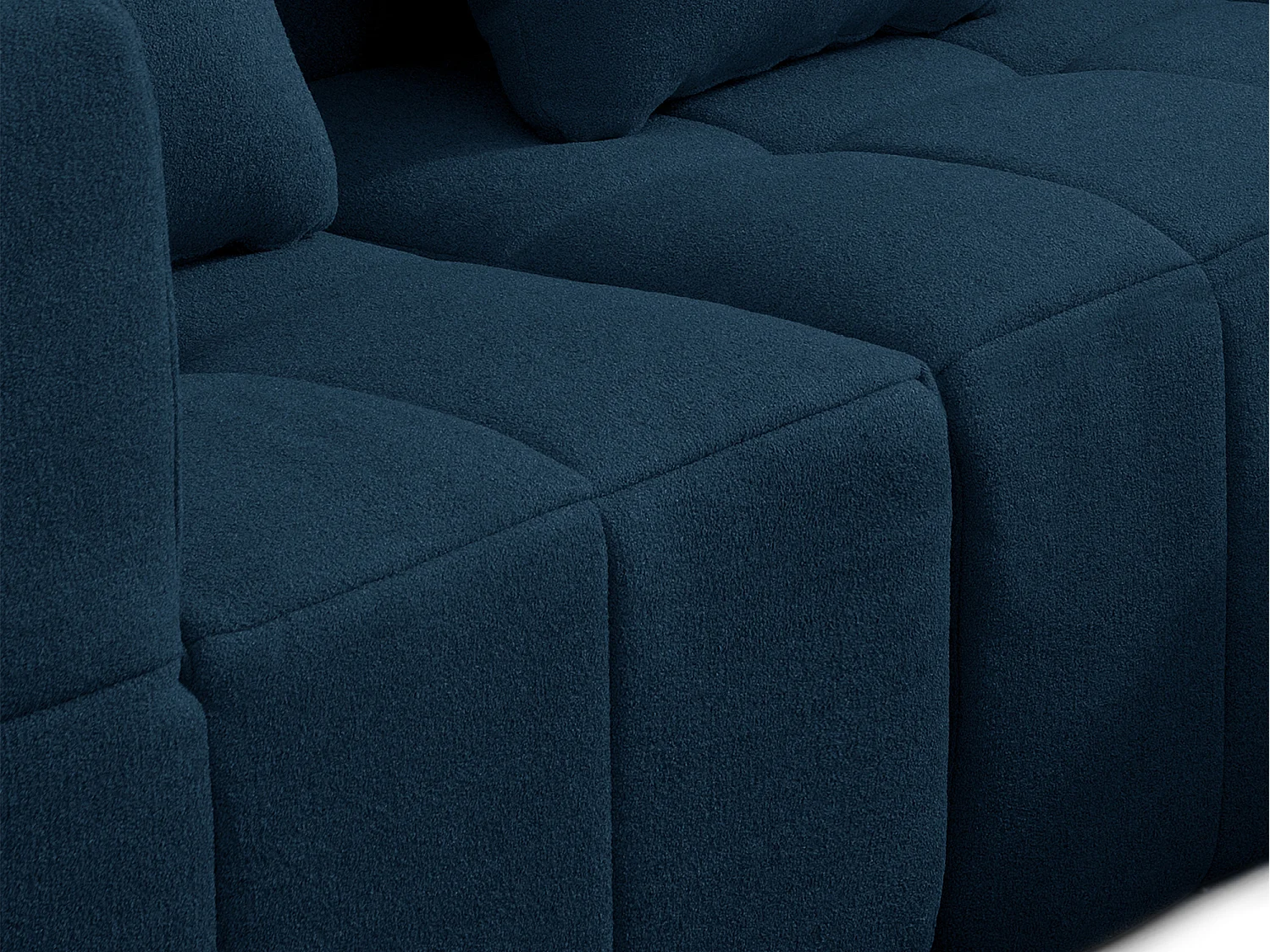 Canapé d'angle modulaire MILYSOFA SOFABULOUS 4 places avec méridienne Tissu fine bouclette Bleu profond