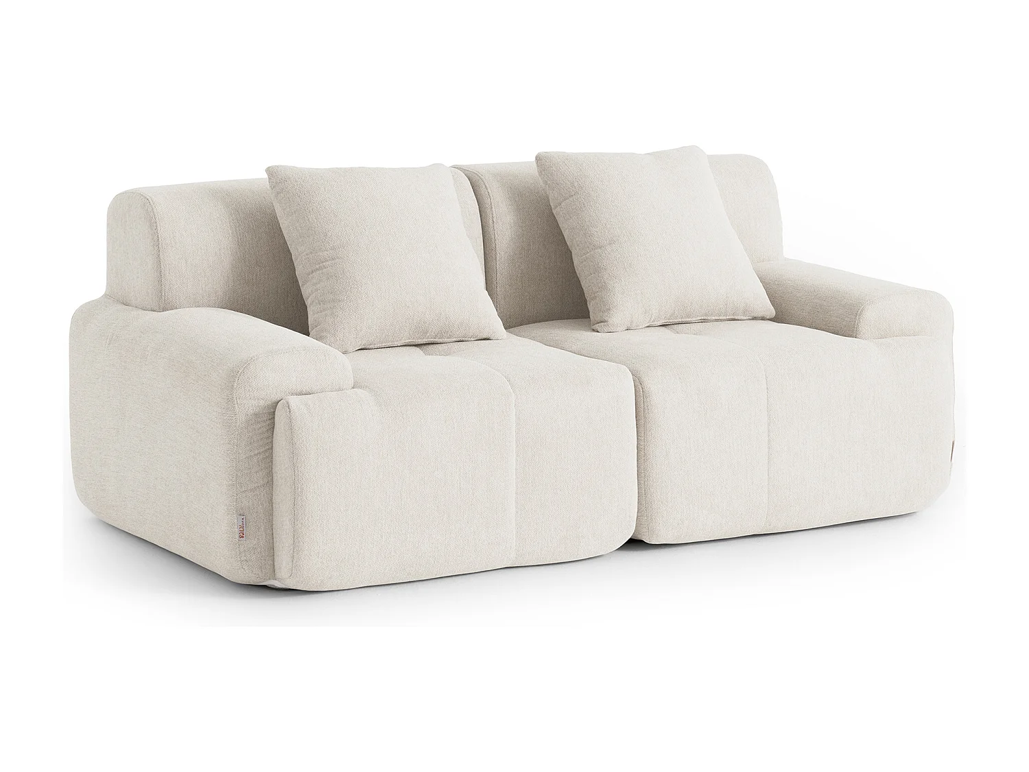 Canapé droit modulaire MILYSOFA SOFAMOUS 2 places Tissu chenille Blanc ivoire
