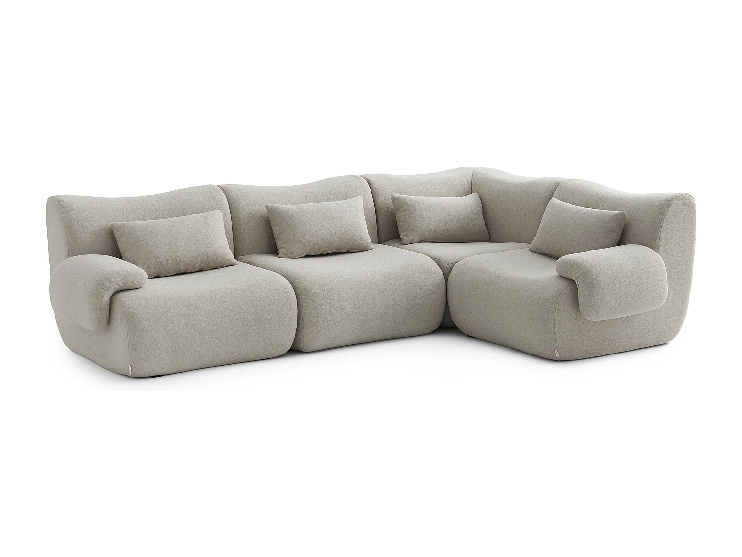 Canapé d'angle modulaire MILYSOFA SOFATIME 5 places avec méridienne Tissu fine bouclette Beige pierre