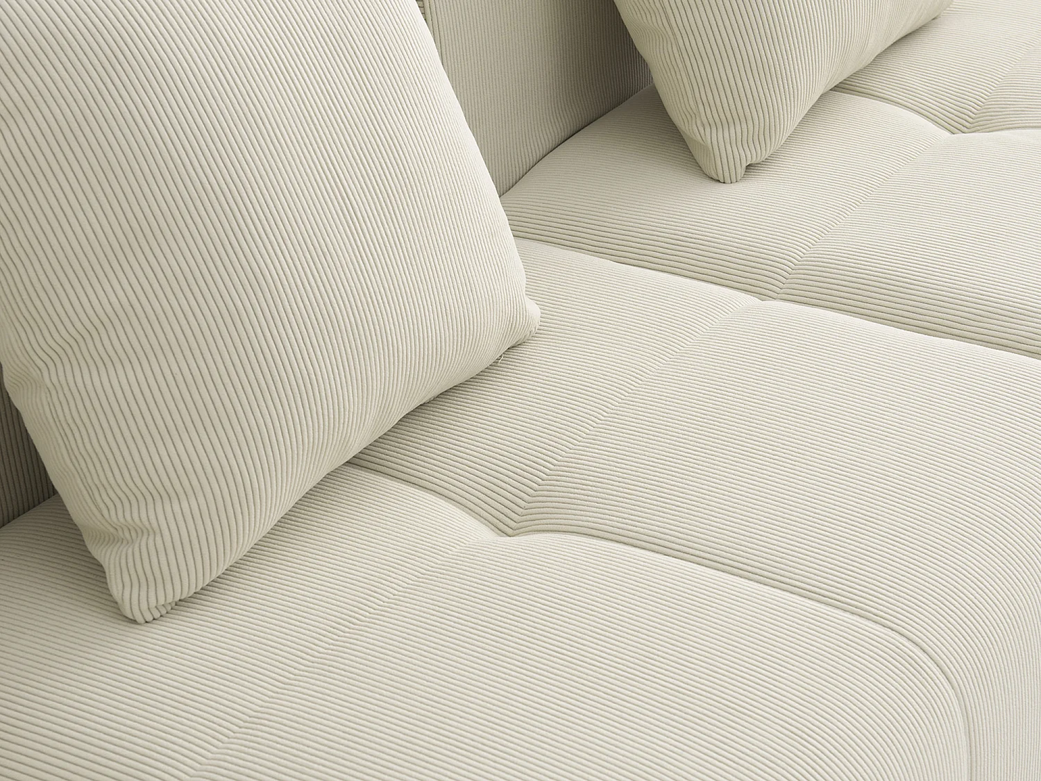 Canapé d'angle modulaire milysofa sofamous 5 places avec méridienne tissu velours côtelé beige clair