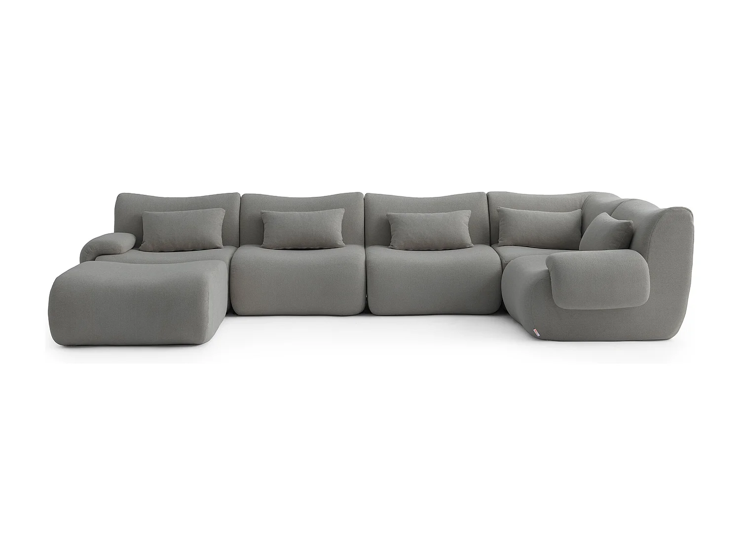 Canapé d'angle modulaire MILYSOFA SOFATIME 5 places avec méridienne Tissu fine bouclette Gris nuage