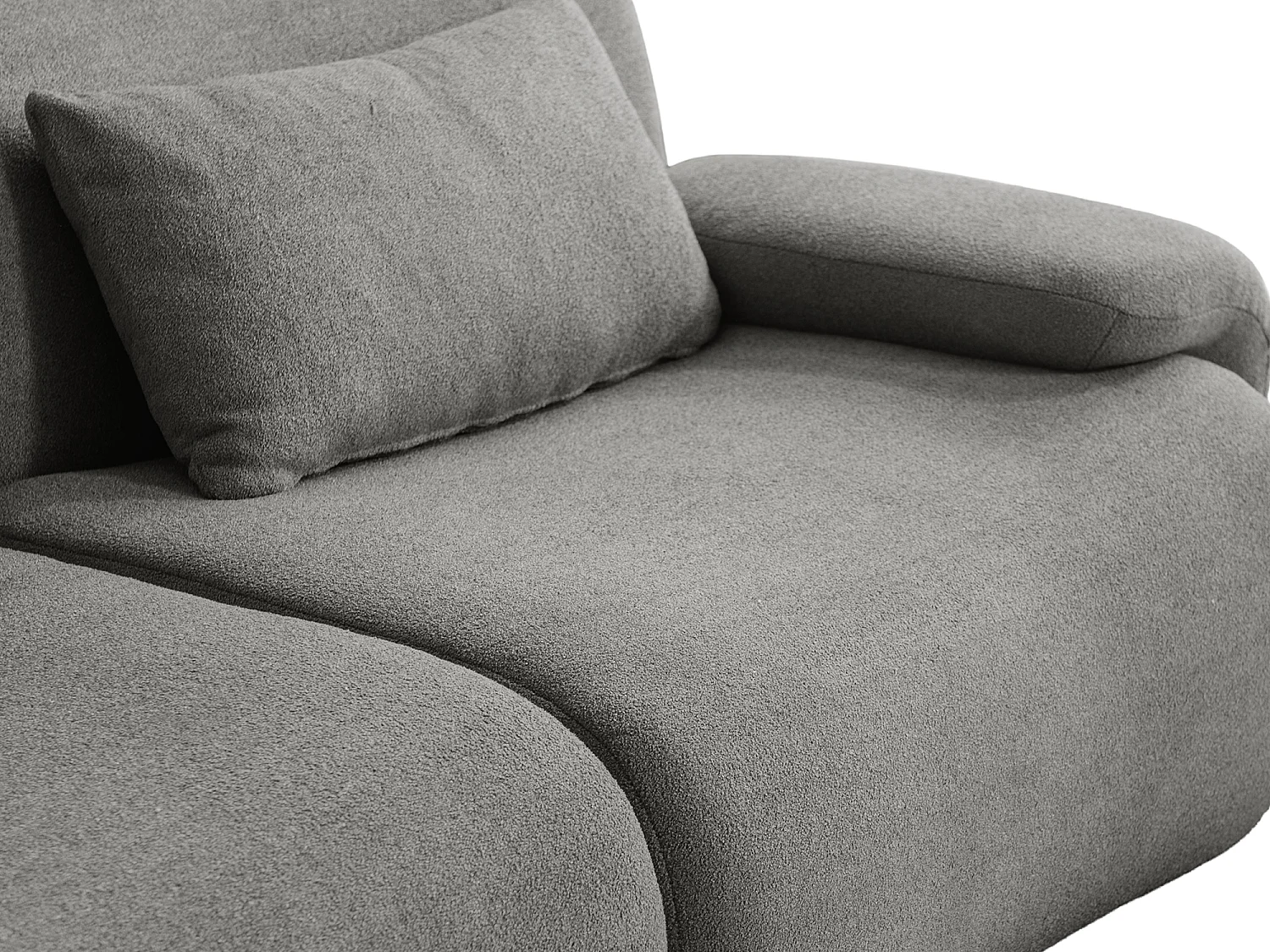 Canapé d'angle modulaire MILYSOFA SOFATIME 5 places avec méridienne Tissu fine bouclette Gris nuage