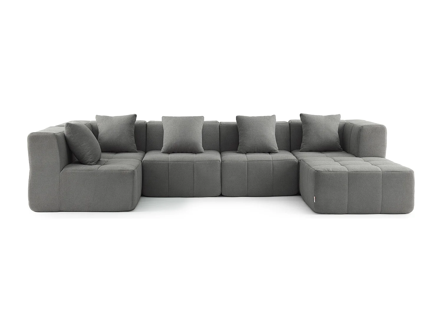 Canapé d'angle modulaire MILYSOFA SOFABULOUS 5 places avec méridienne Tissu fine bouclette Gris nuage
