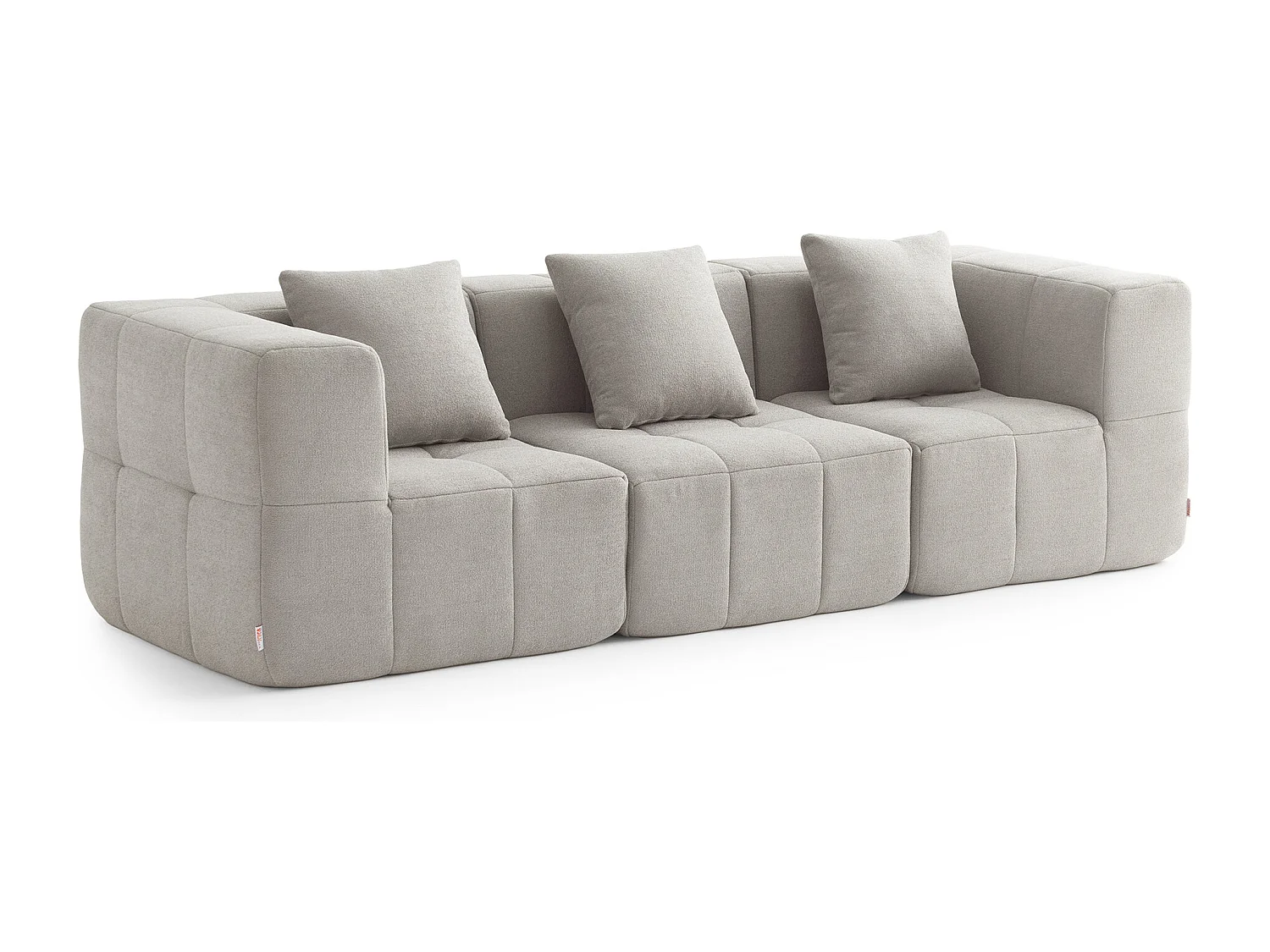 Canapé droit modulaire MILYSOFA SOFABULOUS 3 places Tissu fine bouclette Beige pierre