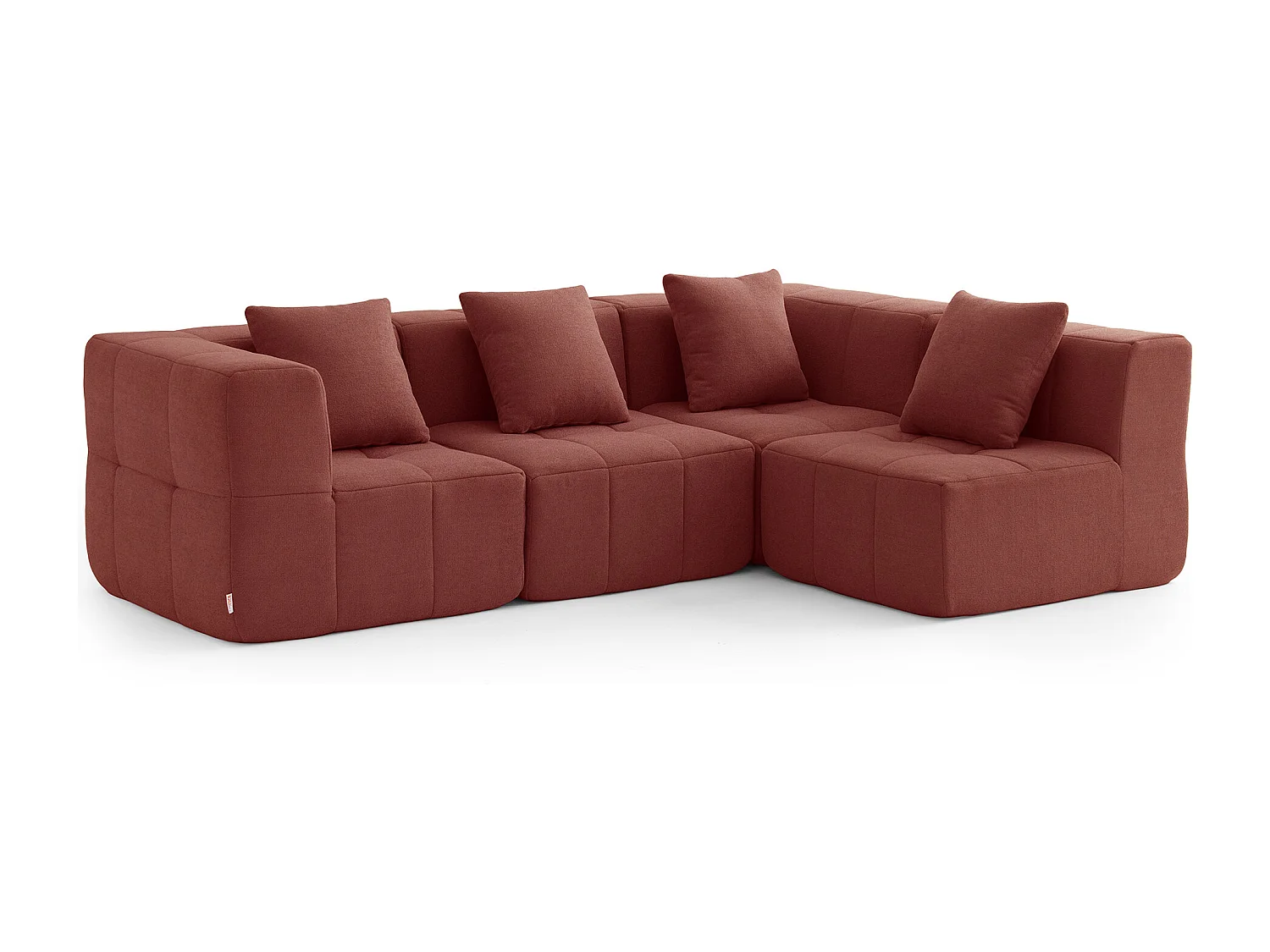 Canapé d'angle modulaire MILYSOFA SOFABULOUS 4 places Tissu fine bouclette Rouge terracotta