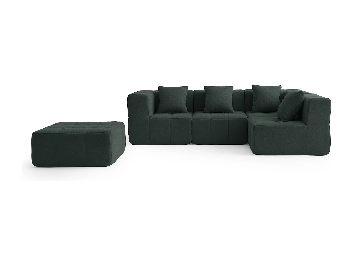 Canapé d'angle modulaire  MILYSOFA SOFABULOUS 4 places avec méridienne Tissu fine bouclette Vert foret