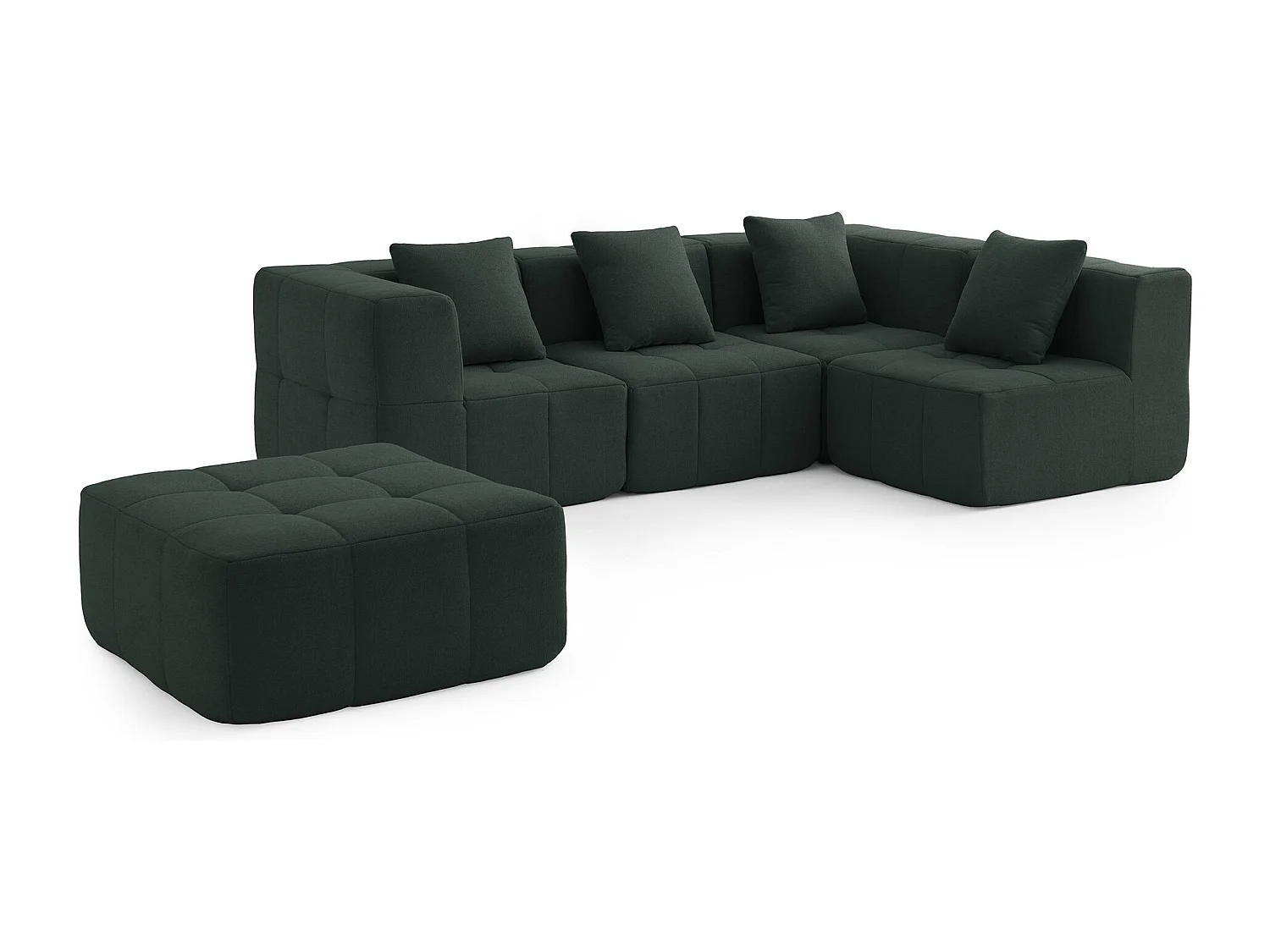 Canapé d'angle modulaire  MILYSOFA SOFABULOUS 4 places avec méridienne Tissu fine bouclette Vert foret