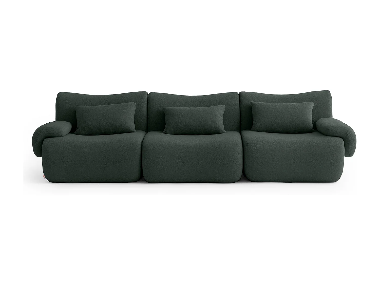 Divano lineare modulare MILYSOFA SOFATIME 3 posti in tessuto bouclé fine verde foresta