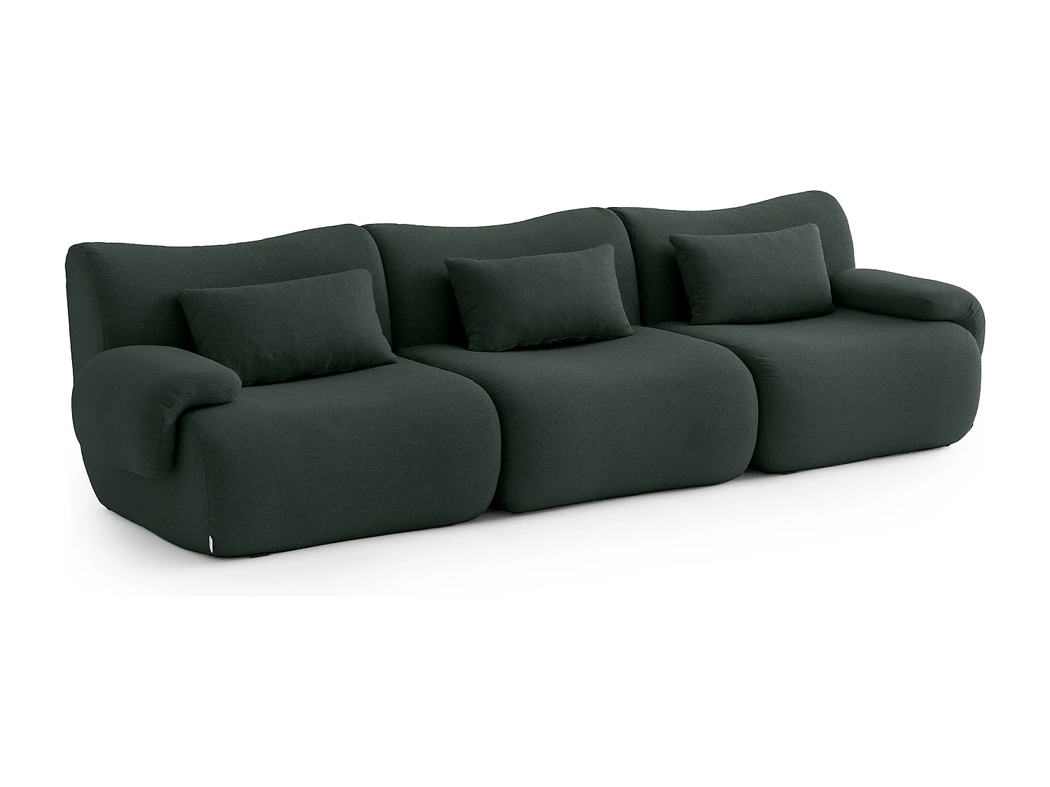 Divano lineare modulare MILYSOFA SOFATIME 3 posti in tessuto bouclé fine verde foresta