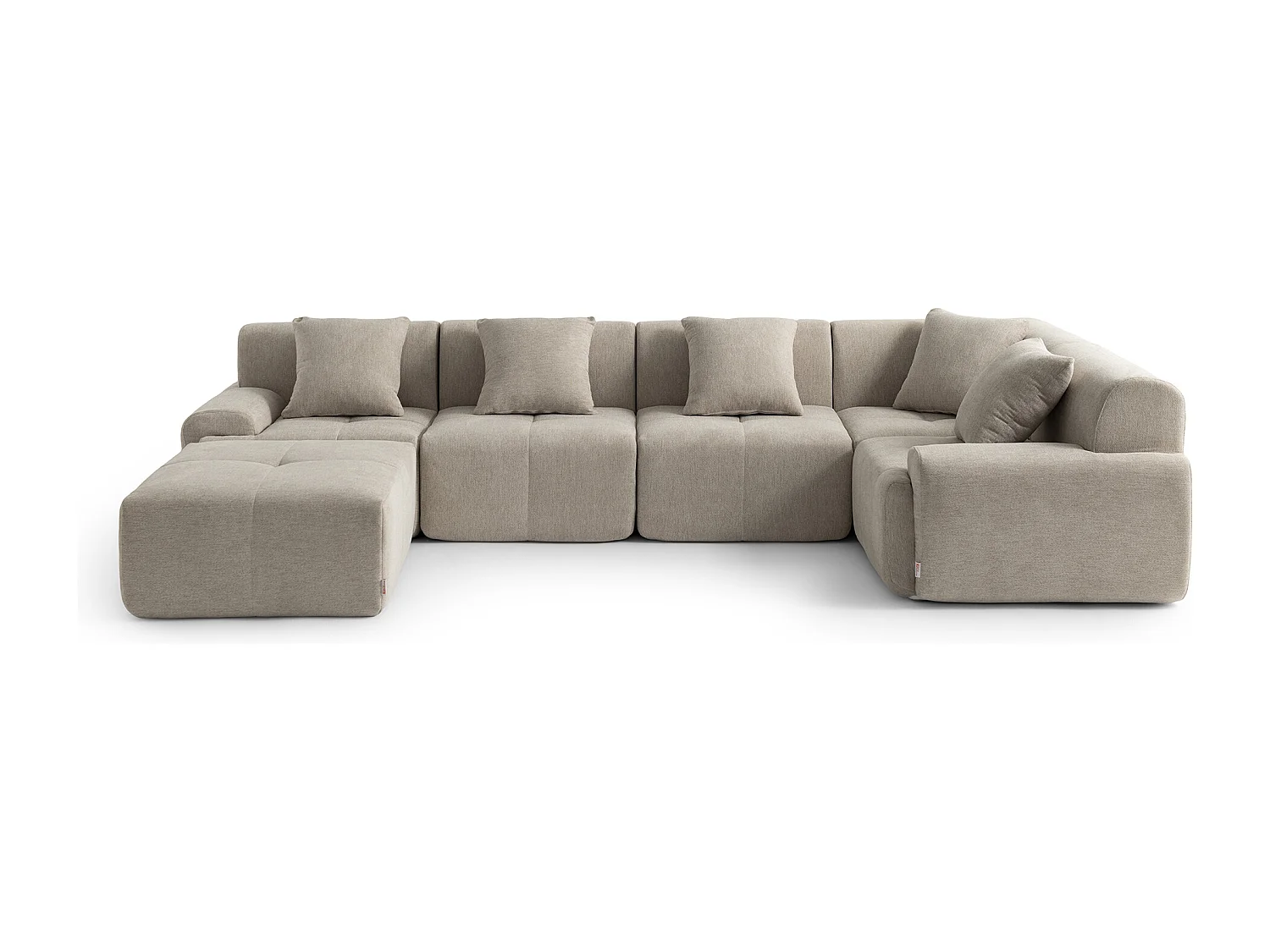 Canapé d'angle modulaire MILYSOFA SOFAMOUS 5 places avec méridienne Tissu chiné Beige sable