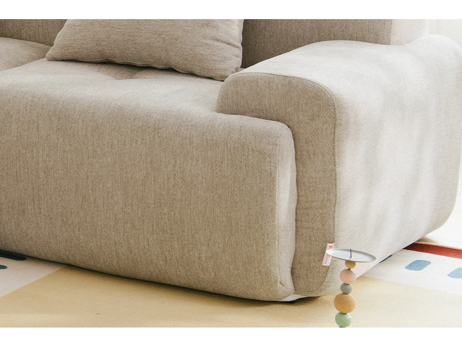 Canapé d'angle modulaire MILYSOFA SOFAMOUS 5 places avec méridienne Tissu chiné Beige sable