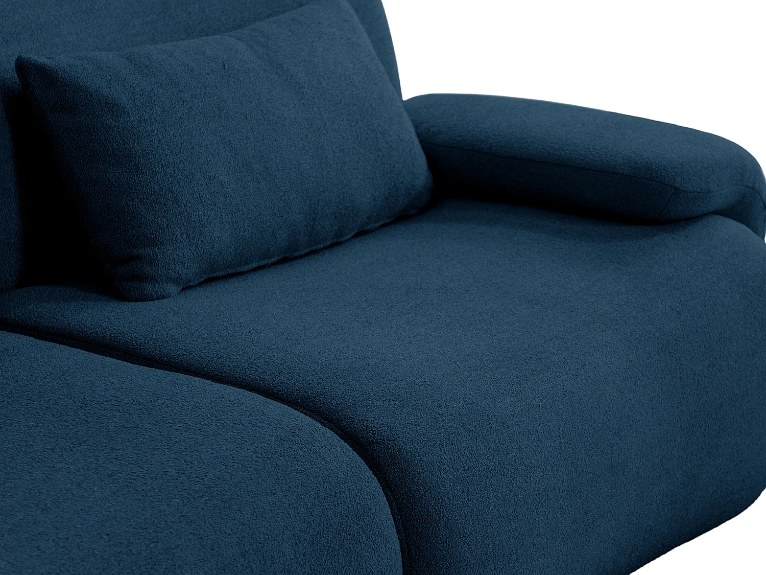 Canapé d'angle modulaire MILYSOFA SOFATIME 4 places avec méridienne Tissu fine bouclette Bleu profond